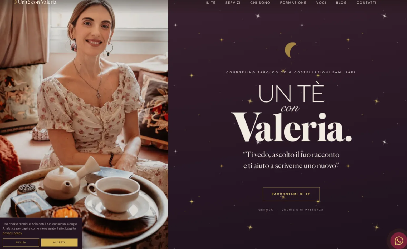 La homepage di valerialosio.it oggi