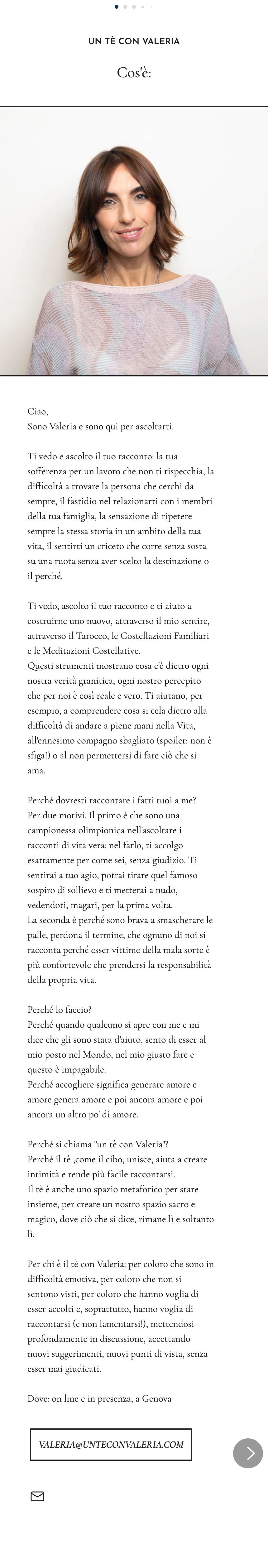 Il vecchio link-in-bio di Valeria: una colonna unica da scorrere sul telefono